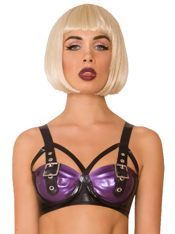 Latex Buckle Bra in Purple Light Padded Bra