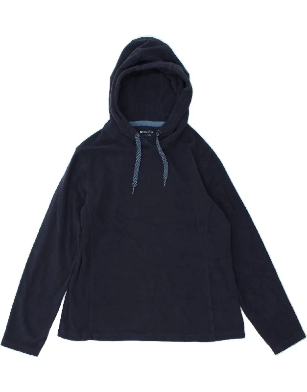 MOUNTAIN WAREHOUSE Womens Hooded Fleece Jumper UK 16 Large Navy Blue Hoodie with Elastic Waist Stretchable Comfortable