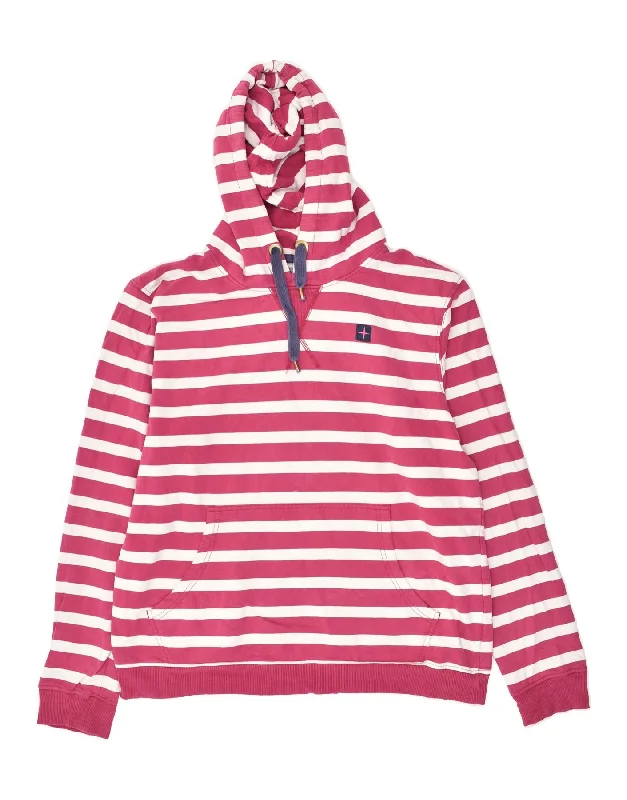 MOUNTAIN WAREHOUSE Womens Hoodie Jumper UK 16 Large Pink Striped Cotton Hoodie with Bell Sleeves Flared Feminine