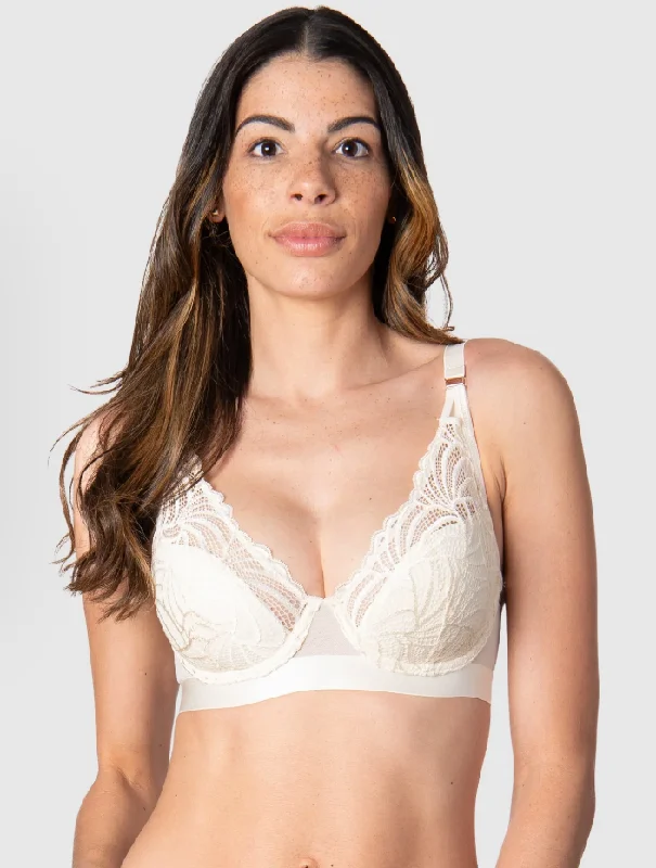 Nursing Bra - Warrior Plunge Flexiwire Hotmilk Ivory Full Coverage Bra