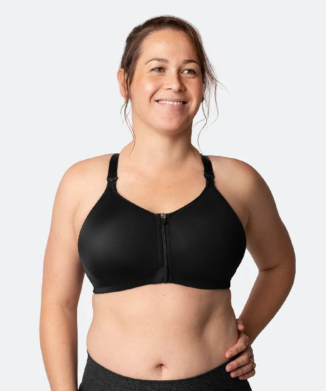 Nursing Sports Bra - Cadenshae Radiance Front Closure Black Sexy Mesh Bra