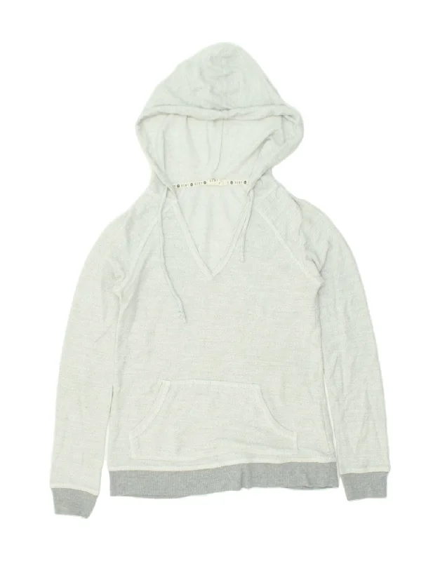 ROXY Womens Hoodie Jumper UK 12 Medium Grey Cotton Hoodie with Pocket Utility Practical