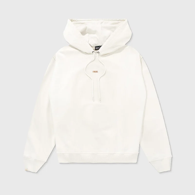 Serif Logo Hoodie - Ivory Hoodie with Contrast Stitching Detailed Premium