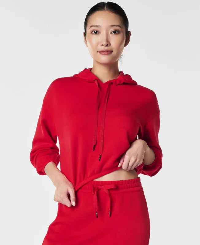 Spanx: AirEssentials Cinched Waist Hoodie in Spanx Red Hoodie with Thumb Holes Functional Cozy