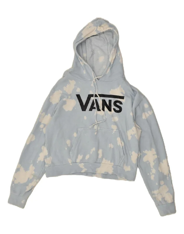 VANS Womens Crop Graphic Hoodie Jumper UK 10 Small Blue Tie Dye Cotton Hoodie with Gradient Ombre Colorful