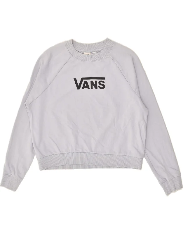 VANS Womens Graphic Sweatshirt Jumper UK 16 Large Grey Cotton Hoodie with Tie-Dye Psychedelic Retro