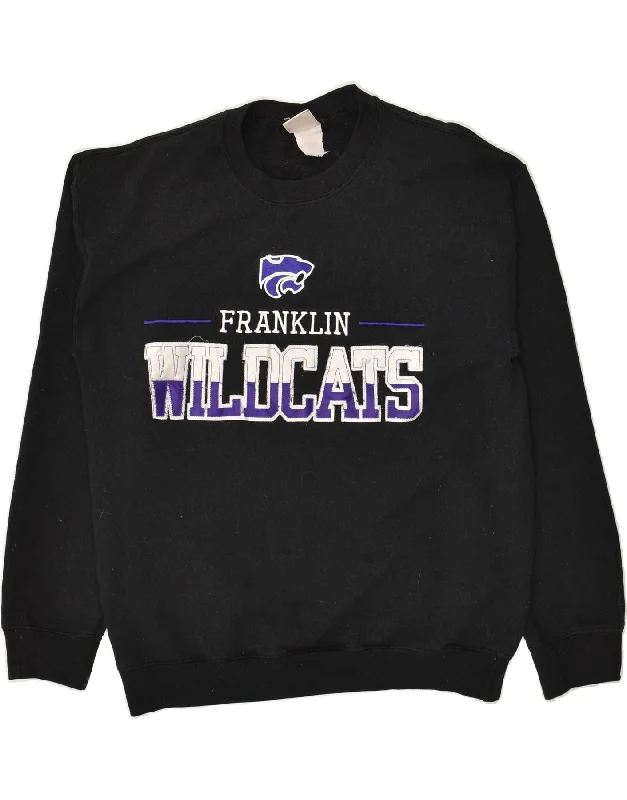 VINTAGE Womens Wildcats Graphic Sweatshirt Jumper UK 12 Medium Black Hoodie with Ribbed Cuffs Snug Fit Comfort