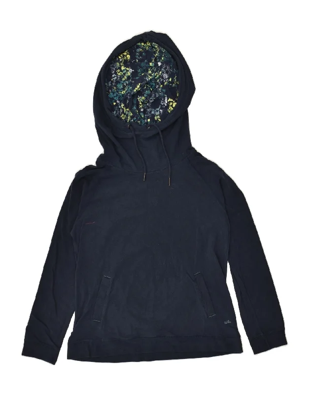 WHITE STUFF Womens Hoodie Jumper UK 12 Medium Navy Blue Cotton Hoodie with Tie-Dye Psychedelic Retro