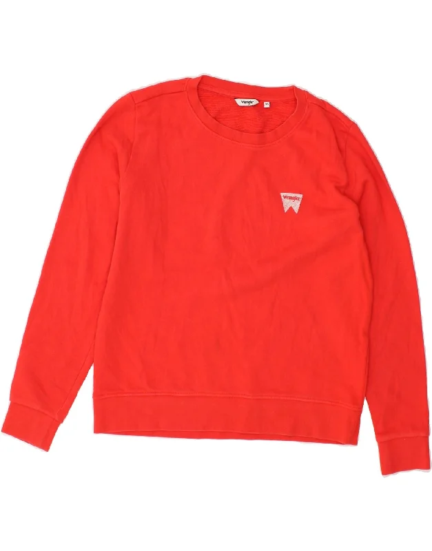 WRANGLER Womens Sweatshirt Jumper UK 6 XS Red Cotton Hoodie with Toggle Buttons Decorative Unique