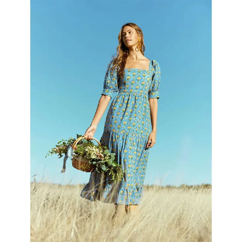 Barbara Maxi Dress - Lapis & Laguna Floral Fashionable Off-Shoulder Maxi Dress