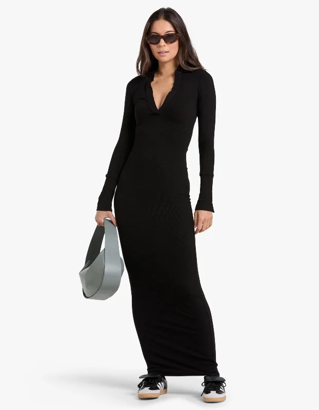 Celine Maxi Dress - Black Stylish Boho Chic Maxi Dress