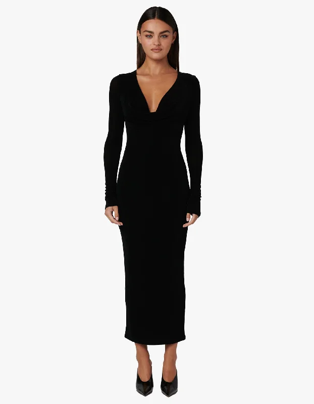 Darla Maxi Dress - Black Stylish V-Neck Maxi Dress