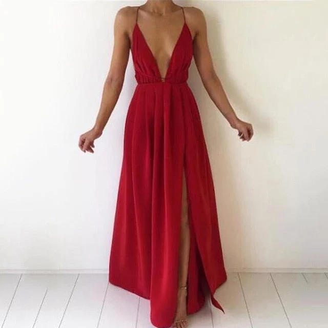 Bigsweety Sexy Maxi Dress Women Long Dress Summer Bandage Slit Dress Fashionable Button-Down Maxi Dress