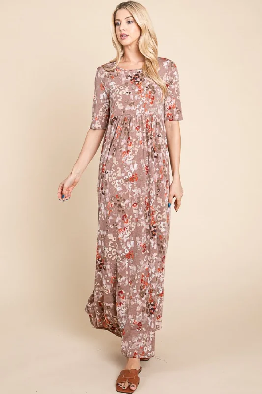 BOMBOM Printed Shirred Maxi Dress Elegant Velvet Maxi Dress