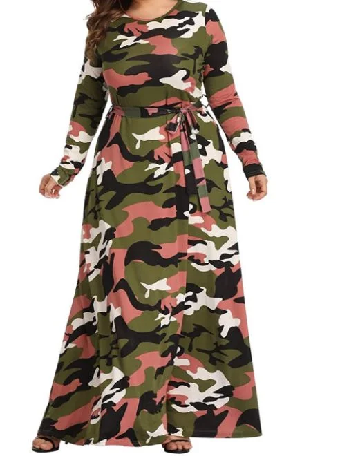 Camo Print Maxi Dress Cozy Knit Maxi Dress