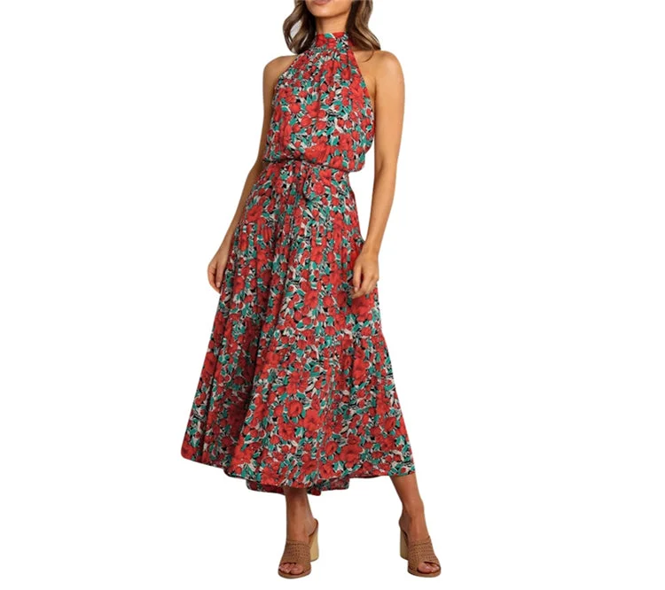 Floral Summer Long Bohemian Maxi Dress Comfortable Maxi Dress with Slits