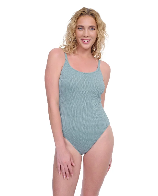 Gottex Exclusive Textured Round Neck One Piece Swimsuit High-Cut One-Piece