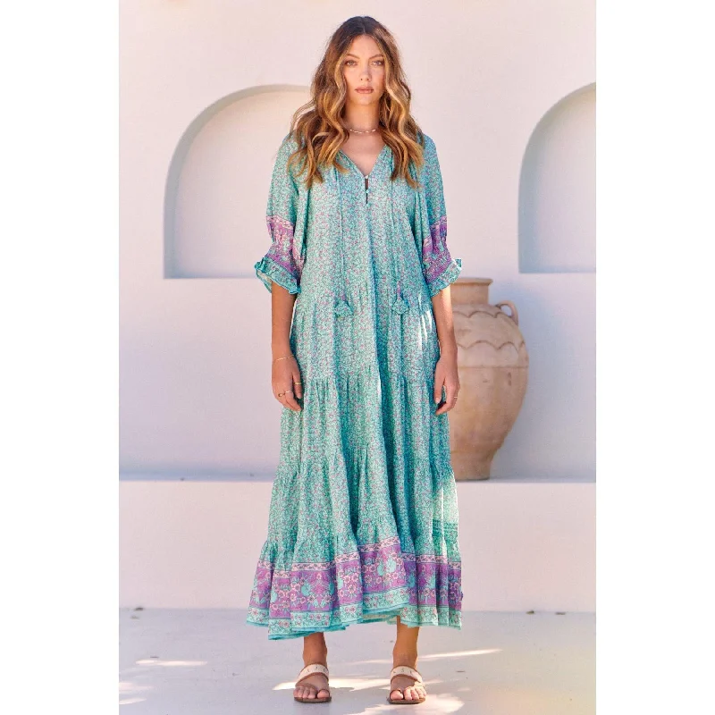 JAASE Aqua Love Birds Woods Maxi Dress Cozy Knit Maxi Dress