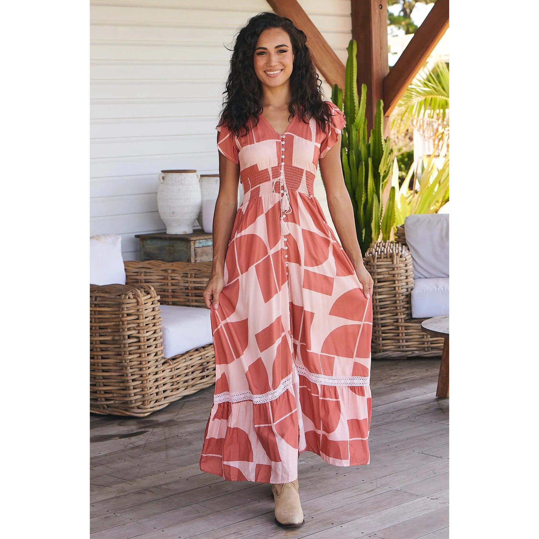 JAASE Cali Print Romi Maxi Dress Comfortable Casual Maxi Dress