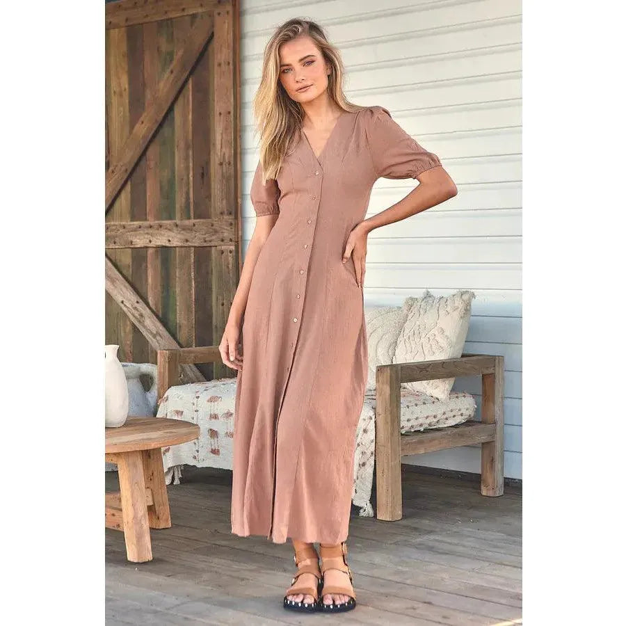 JAASE Cocoa Print Sunkissed Maxi Dress Classic Solid Maxi Dress