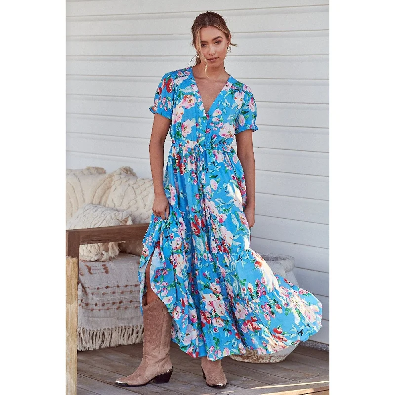 JAASE Imagination Print June Maxi Dress Elegant Pleated Maxi Dress