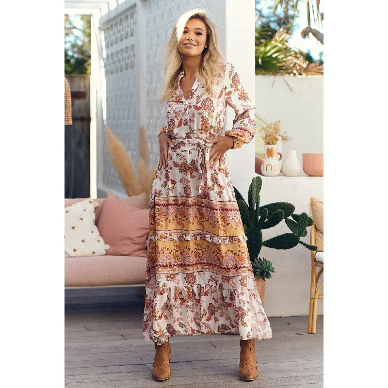 JAASE White Pheonix Print Kensey Maxi Dress Chic Boho Print Maxi Dress