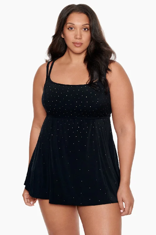 Plus Size Princess Seam Swim Dress Night Stars Retro-Inspired Bikini Set