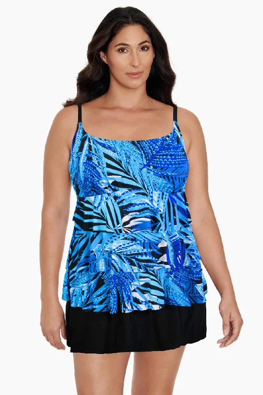 Ruffle Faux Skirtini W/ Pockets Long Torso One Piece Swimsuit Jungle Boogie Deep-V Swimsuit Design