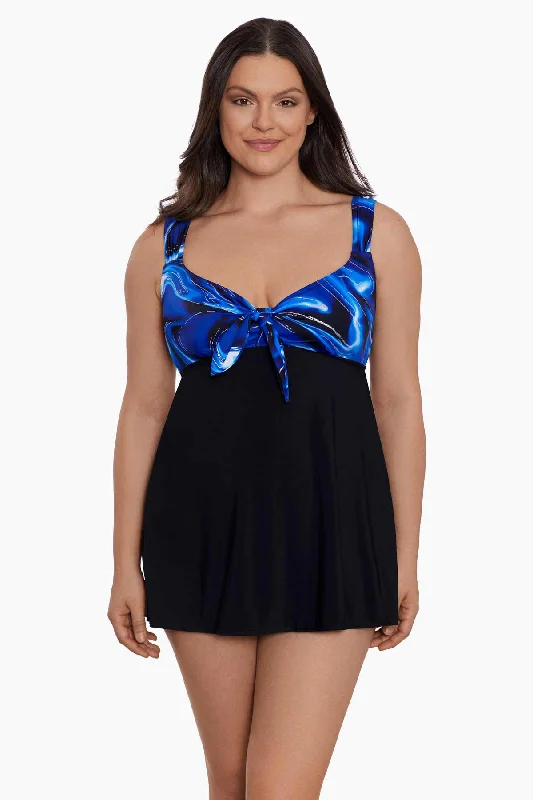 Tie Front Long Torso Swim Dress Infinite Shine Soft Beachwear Set