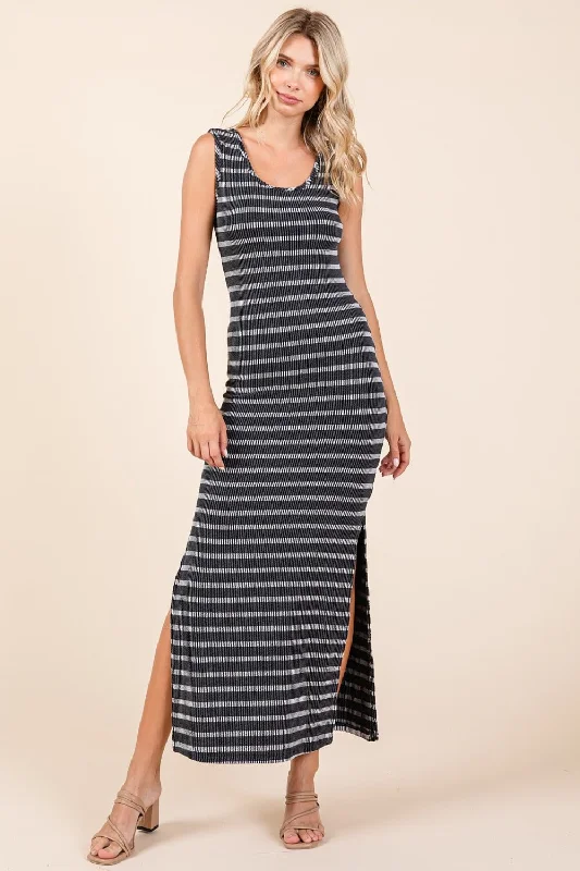 Mittoshop Striped Scoop Neck Sleeveless Maxi Dress Trendy Printed Maxi Dress