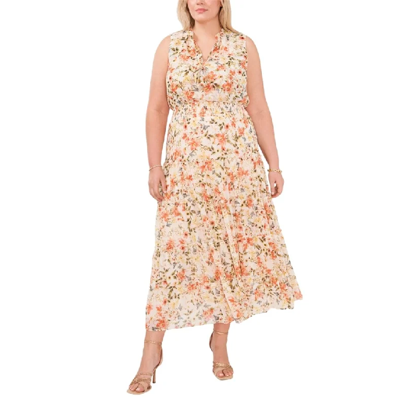 MSK - Floral Print Long Maxi Dress Trendy Floral Print Maxi Dress