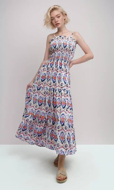 O192254 Summer Maxi Dress With Colorful Pattrned Elegant Sleeveless Maxi Dress