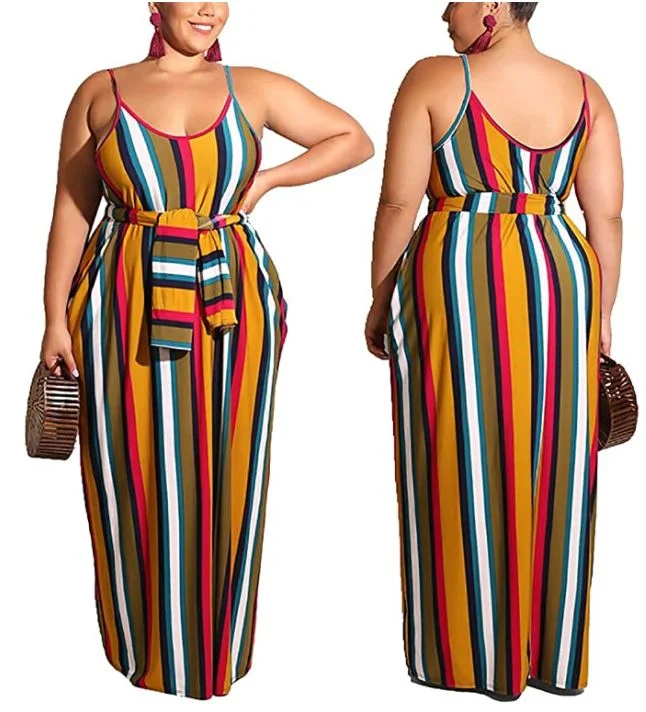 Plus Size Women's Casual Maxi Dresses Sleeveless Loose Maxi Dresses Cozy Maxi Dress with Slit