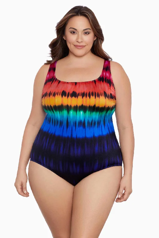 Plus Size X-Back Tank Long Torso One Piece Swimsuit Heated Waters Stylish Swimsuit Set