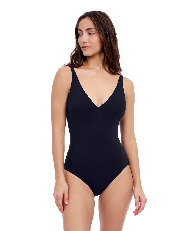 Profile By Gottex Tutti Frutti V-Neck One Piece Swimsuit Button-Front Swimsuit