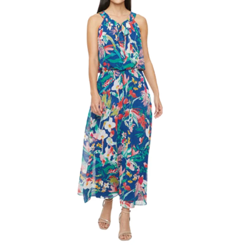 STUDIO ONE - Sleeveless Floral Maxi Dress Comfortable Bohemian Maxi Dress