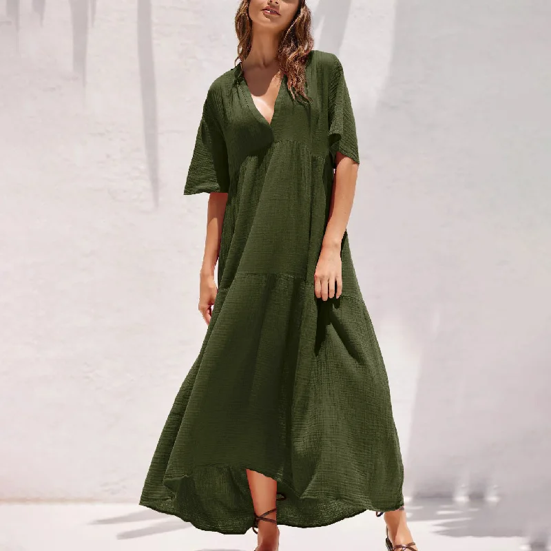 Summer V Neck Long Maxi Dresses Comfortable Casual Maxi Dress