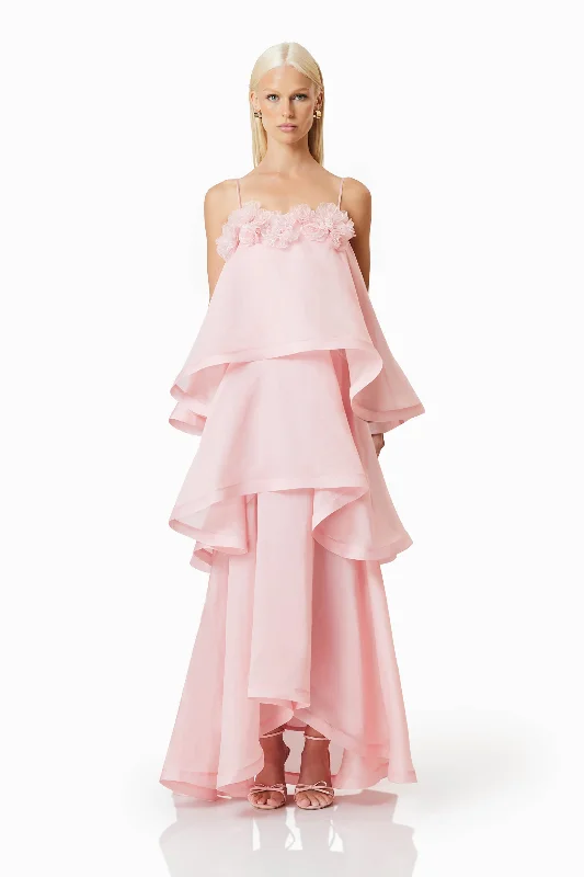 OMR x ELLIATT: Swallowtail Day To Night Maxi Dress In Pink Stylish A-Line Maxi Dress