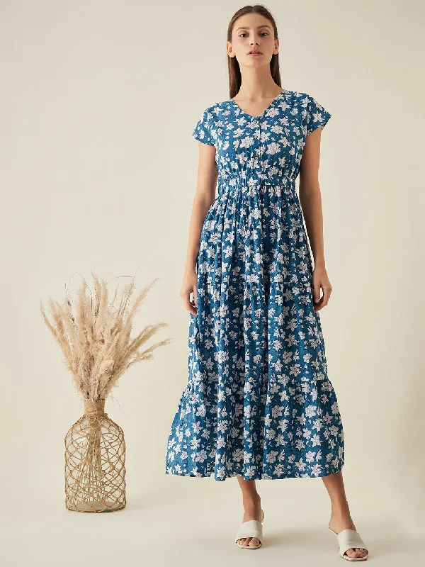 Tiered Maxi Dress Comfortable Maxi Dress with Belt