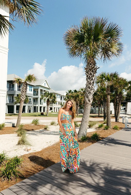 To The Island Maxi Dress - Multi Trendy Maxi Dress with Lace