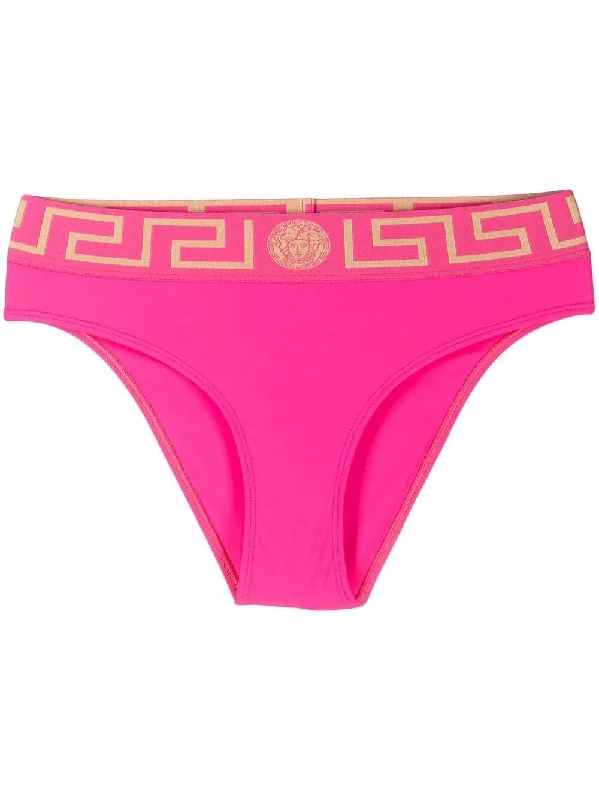 Versace Fuchsia Greek Key Swim Bikini Bottom Bold Swimsuit Design