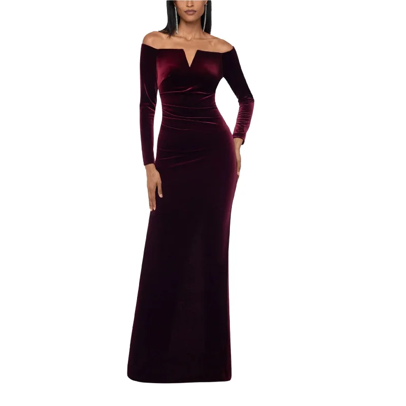 XSCAPE - Velvet Off-the-Shoulder Maxi Dress Classic Black Maxi Dress