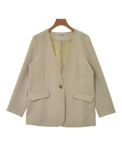 le coeur blanc Collarless jackets A-Line Jacket Boat Neck Shawl Collar