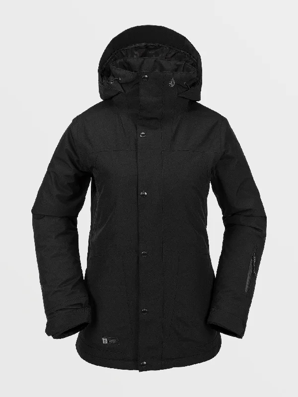 Womens Ell Insulated Gore-Tex Jacket - Black Ribbed Jacket Pleated Jacket Ruffled Jacket