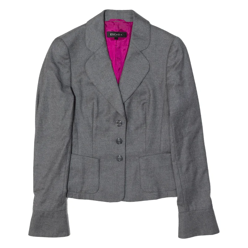 ESCADA Cashmere Womens Blazer Jacket Grey Wool XS Satin Jacket Silk Jacket Chiffon Jacket