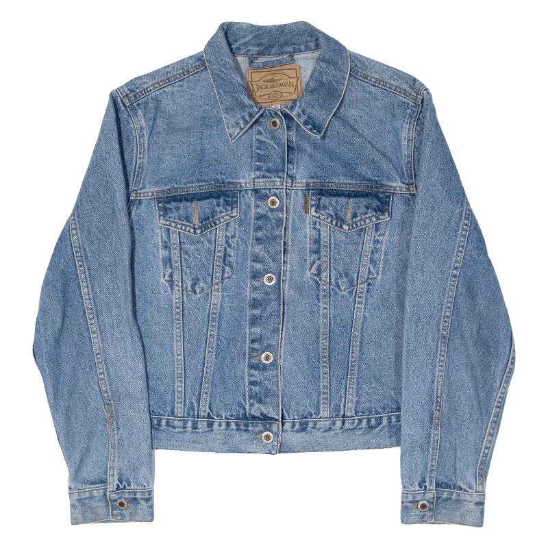 JACK MORGANS Womens Denim Jacket Blue M Belted Jacket Elasticated Jacket Padded Jacket