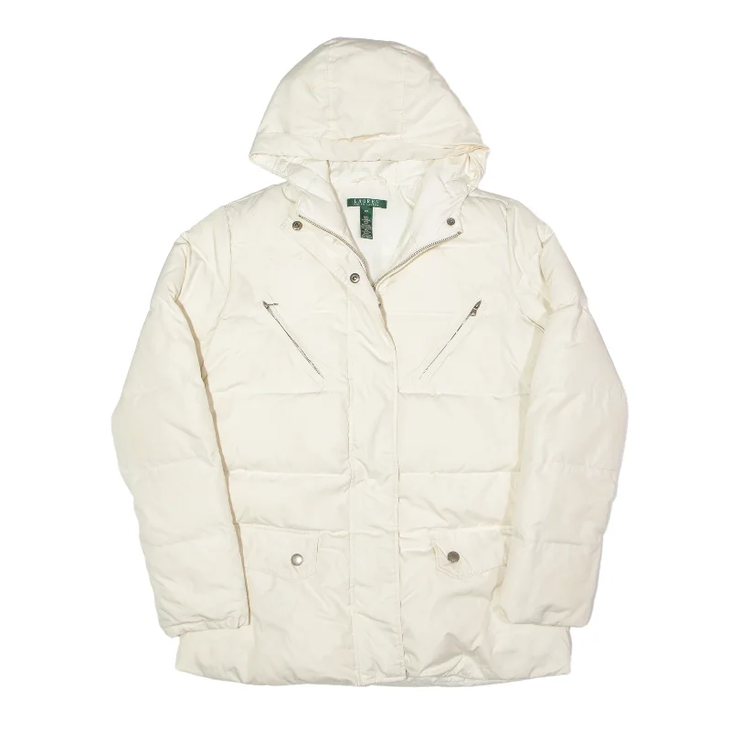 LAUREN RALPH LAUREN Down Insulated Parka Style Puffer Jacket Cream Womens XS Chenille Fabric Brocade Fabric Lace Fabric