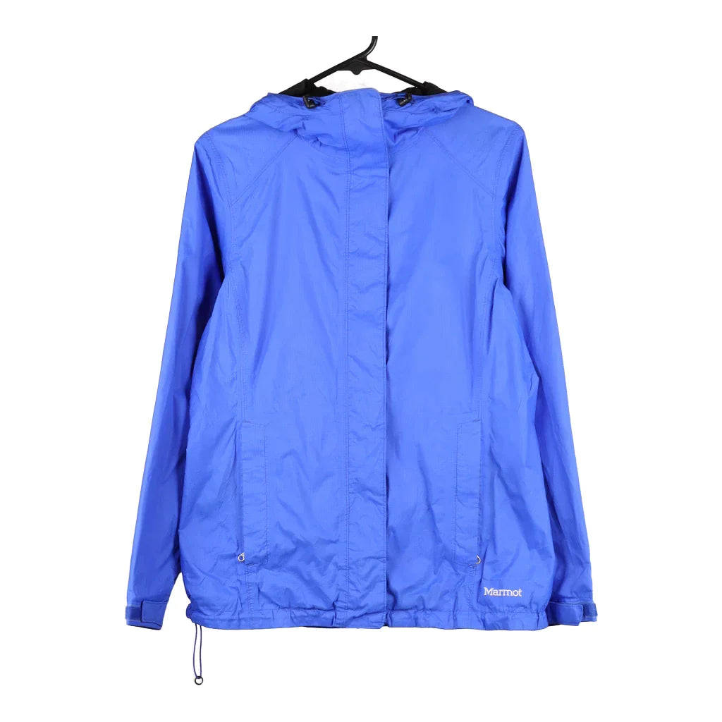 Marmot Jacket - Small Blue Polyester Trench Coat Raincoat Waterproof Jacket