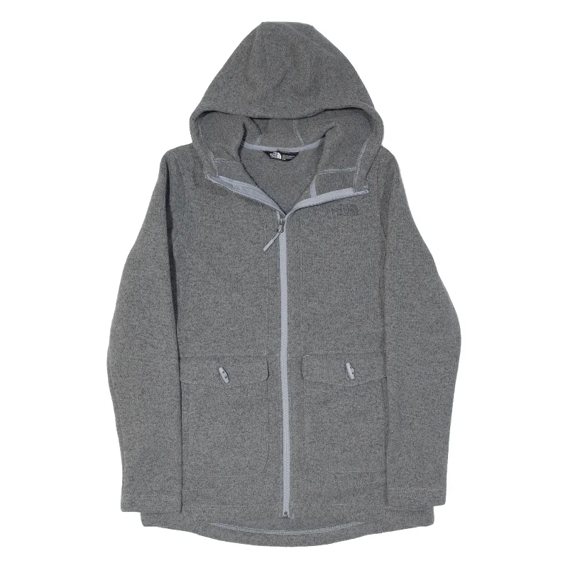 THE NORTH FACE Womens Fleece Jacket Grey Hooded M Front Pockets Side Pockets Patch Pockets