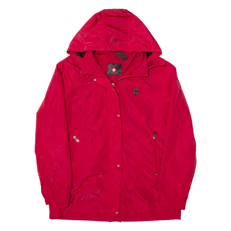 WELLENSTEYN Womens Rain Jacket Red Hooded L Snapped Jacket Toggled Jacket Drawstring Jacket